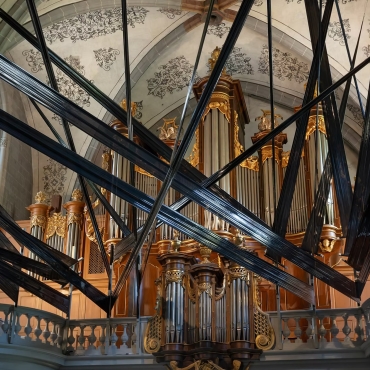 Installation Contretemps, en présence de l'artiste Sophie Bouvier Ausländer, Eglise St-François, Lausanne